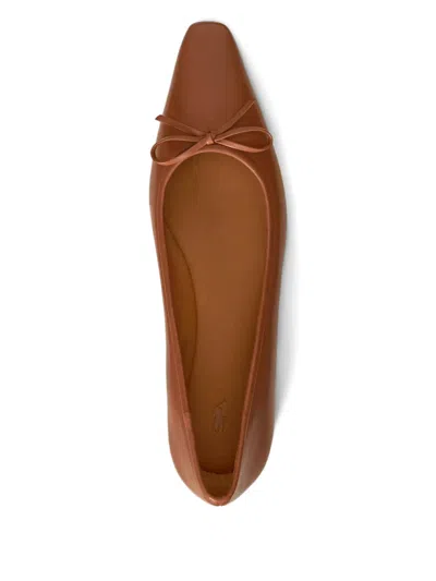 Polo Ralph Lauren Bow-detail Almond-toe Ballet Flats In Brown