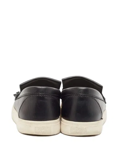 Pre-owned Giuseppe Zanotti Vintage  Fringed Leather Sneakers In Black
