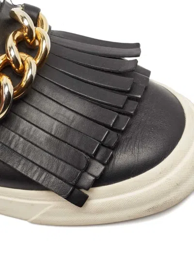 Pre-owned Giuseppe Zanotti Vintage  Fringed Leather Sneakers In Black