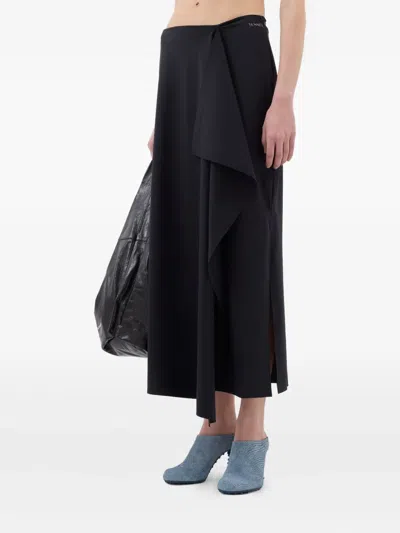 Sunnei Draped Ruffled Skirt In Black