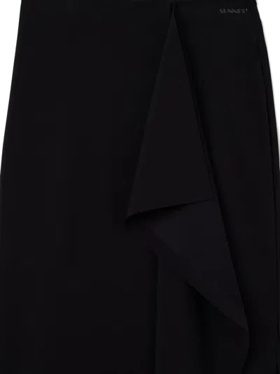 Sunnei Draped Ruffled Skirt In Black