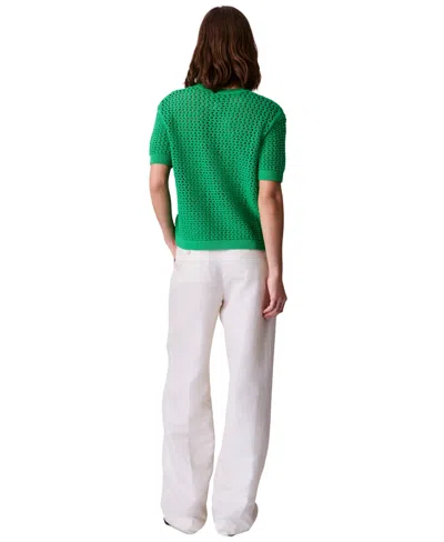 Calvin Klein Jeans Est.1978 Women's Cotton Open-stitch Short-sleeve Sweater