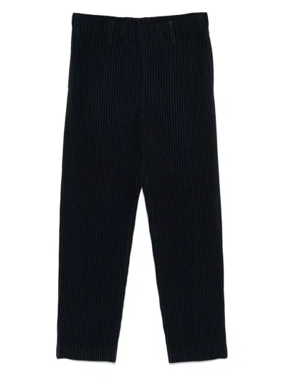 Homme Plisse Midnight Blue Polyester Pant In Black