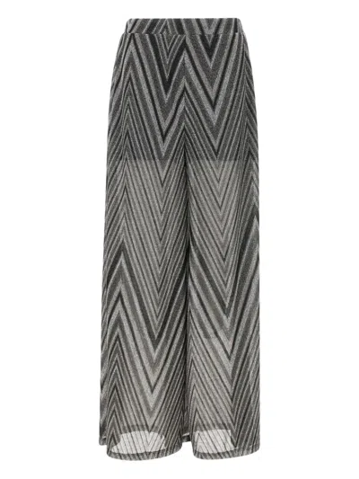 Kaos Geometric-pattern Flared Trousers In Gray