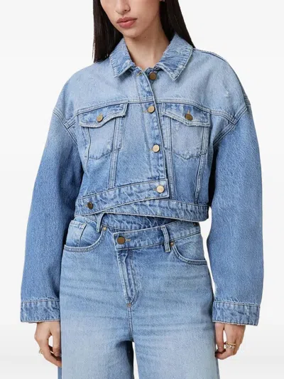 Allsaints Aki Crossover Denim Jacket In Blue