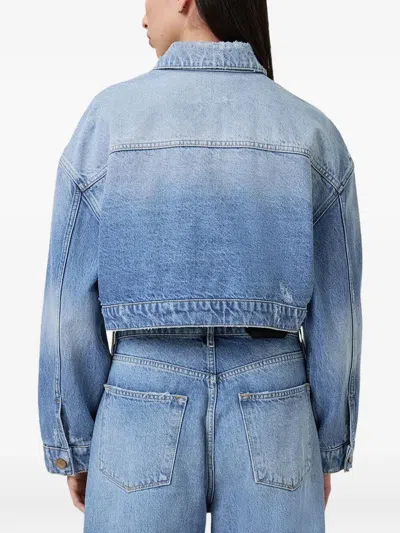 Allsaints Aki Crossover Denim Jacket In Blue