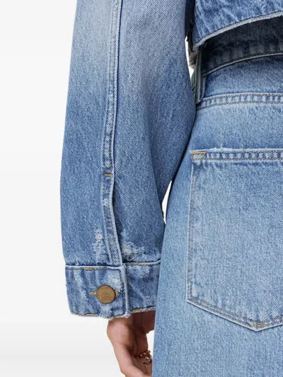 Allsaints Aki Crossover Denim Jacket In Blue