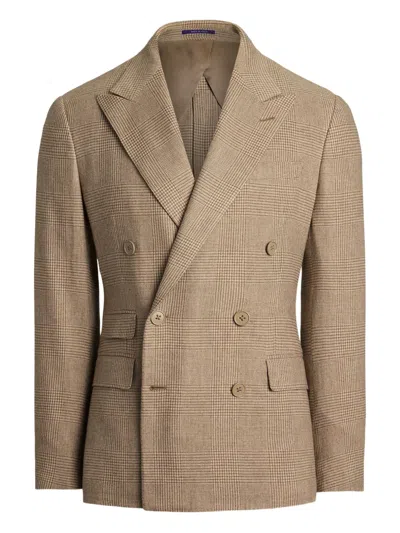 Ralph Lauren Checked Double-breasted Suit In Brown