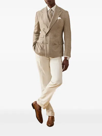 Ralph Lauren Checked Double-breasted Suit In Brown