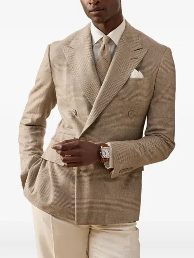 Ralph Lauren Checked Double-breasted Suit In Brown