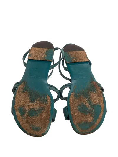 Pre-owned Saint Laurent Ycon Leather Sandals In Blue