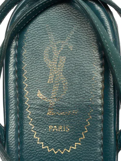 Pre-owned Saint Laurent Ycon Leather Sandals In Blue