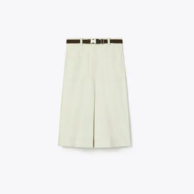 Tory Burch Pleated Cotton Twill Skirt In Neutral