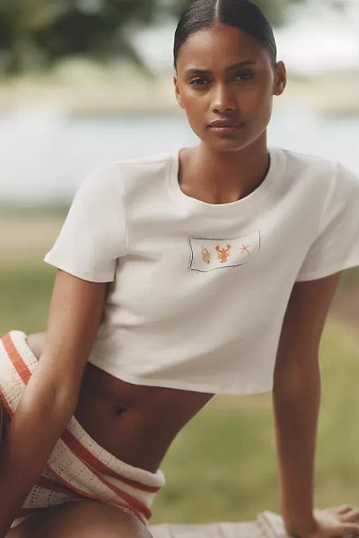 Dippin Daisys Cropped Baby Tee In White
