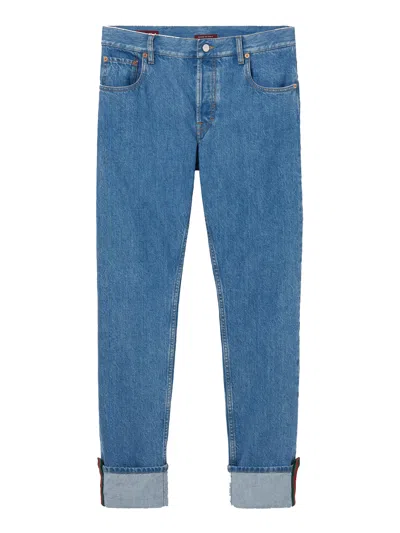Gucci Men Tapered Leg Jeans In Blue
