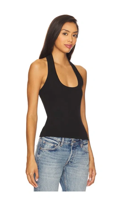 Lna Jules Double Layer Ribbed Halter Top In Black
