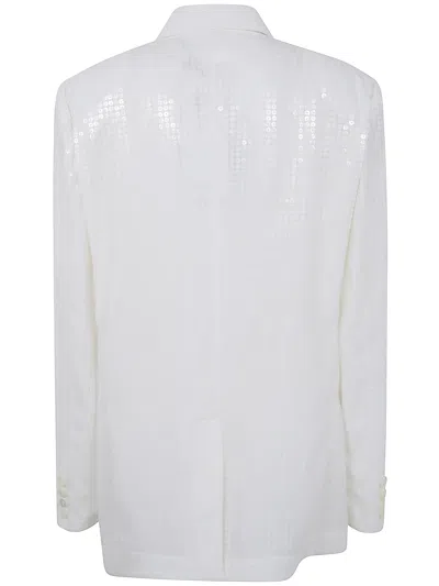 Junya Watanabe Single-breasted Jacket In Sequinned Satin In White
