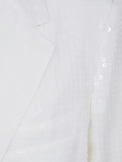 Junya Watanabe Single-breasted Jacket In Sequinned Satin In White