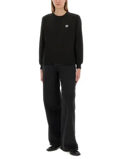Kenzo Cotton Sweatshirt With Happy Tiger Patch In Black
