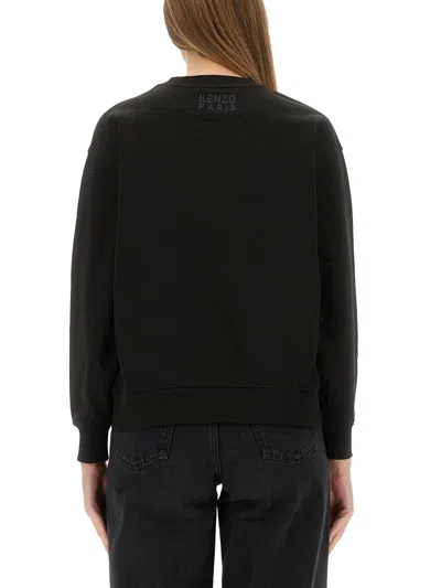Kenzo Cotton Sweatshirt With Happy Tiger Patch In Black