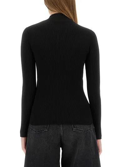 Kenzo Boke Flower High Neck Sweater With Contrasting Embroidery In Black