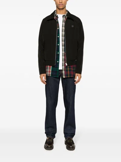 Maison Kitsuné Fox Appliqué Cotton Bomber Jacket In Black