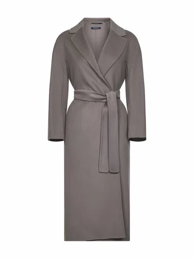 Max Mara S Grey Double Broadcloth Esturia Robe Coat