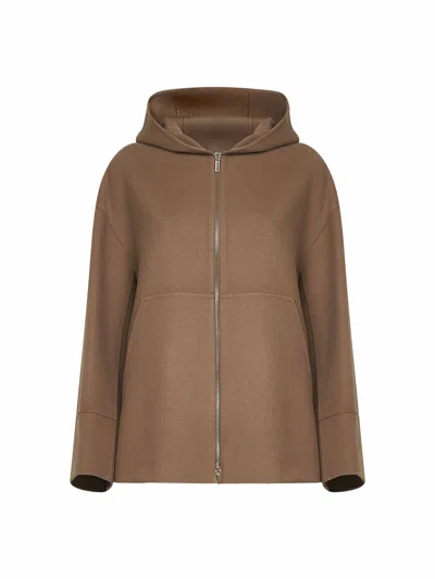 Max Mara S Camel Double Broadcloth Romina Hoodie