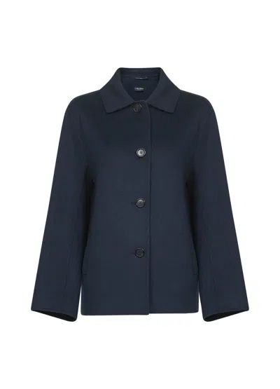 S Max Mara Blue Double Broadcloth Lily Shirt Jacket