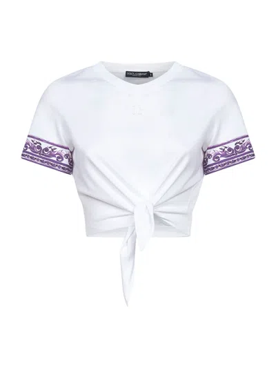 Dolce & Gabbana Cotton T-shirt With Logo Application In White