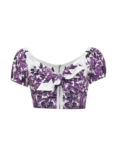 Dolce & Gabbana Maiolica Print Poplin Top