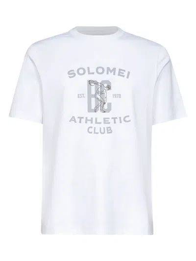 Brunello Cucinelli Crew Neck Graphic Print Short Sleeves T-shirt In White