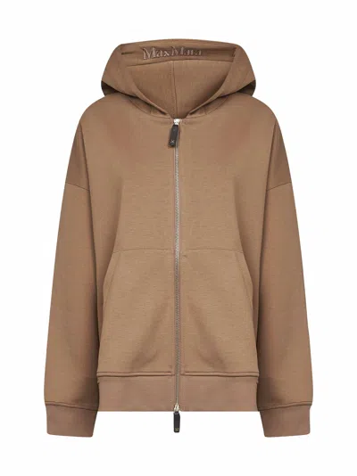S Max Mara Camel Jersey Siena Zip-up Hoodie