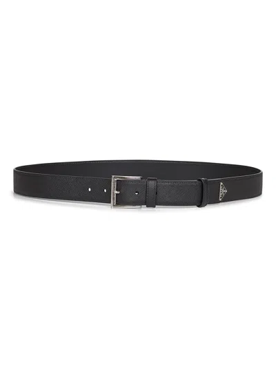 Prada Accessori Pelletteria Black Saffiano Leather Belt