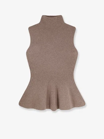 Rohe Sculptural Sleeveless Knitted Top Taupe Melange In Brown