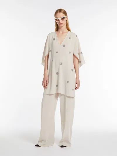 Max Mara Beige Dumbo Top With Strass Pots In Neutral
