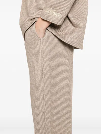 Max Mara Wide-leg Cotton Blend Trousers With Metallic Threading