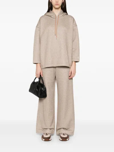 Max Mara Wide-leg Cotton Blend Trousers With Metallic Threading