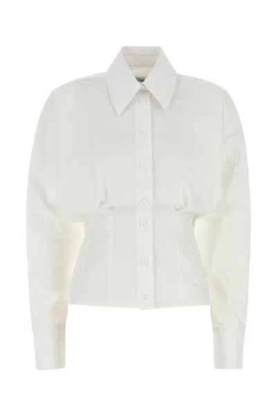 Attico Fitted Waistline Poplin Shirt In White