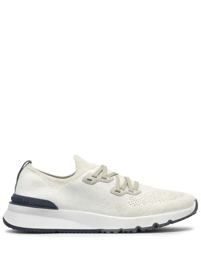 Brunello Cucinelli Ivory Cucinelli Cotton Sneakers In Neutral