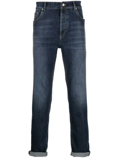 Brunello Cucinelli Blue Cotton Denim Regular Jeans In Blue