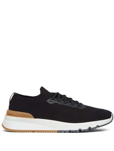 Brunello Cucinelli Sneakers In Maglia Di Cotone E Vitello Semilucido