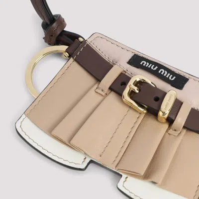 Miu Miu Beige Leather Mini Skirt Keychain