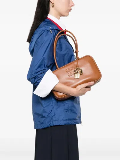 Miu Miu Beau Medium Leather Bag In Brown