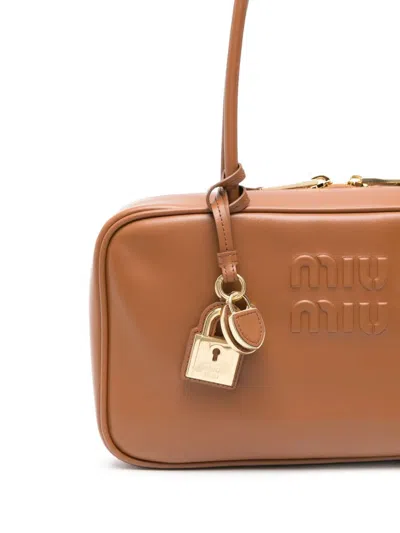 Miu Miu Beau Medium Leather Bag In Brown
