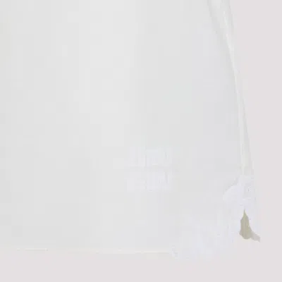 Miu Miu Linen-cotton Blend Skirt With Embroidered Hem Detail In White