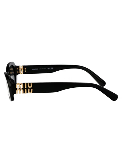 Miu Miu Logo-lettering Oval-frame Sunglasses In Black