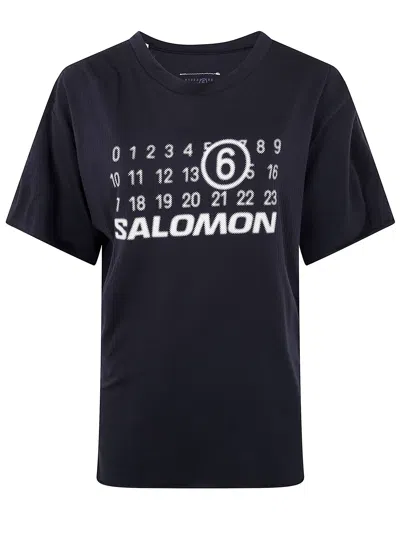 Mm6 Maison Margiela X Salomon Logo Cotton T-shirt In Blue