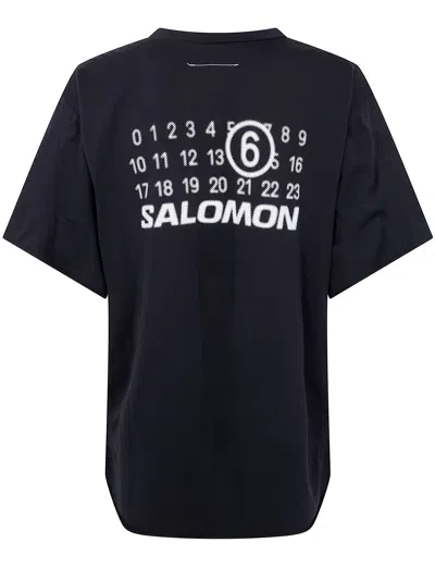 Mm6 Maison Margiela X Salomon Logo Cotton T-shirt In Blue