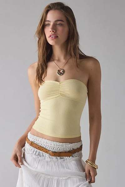 Bdg Carla Sweetheart Neckline Ribbed Knit Tube Top In Yellow, Women's At Urban Outfitters